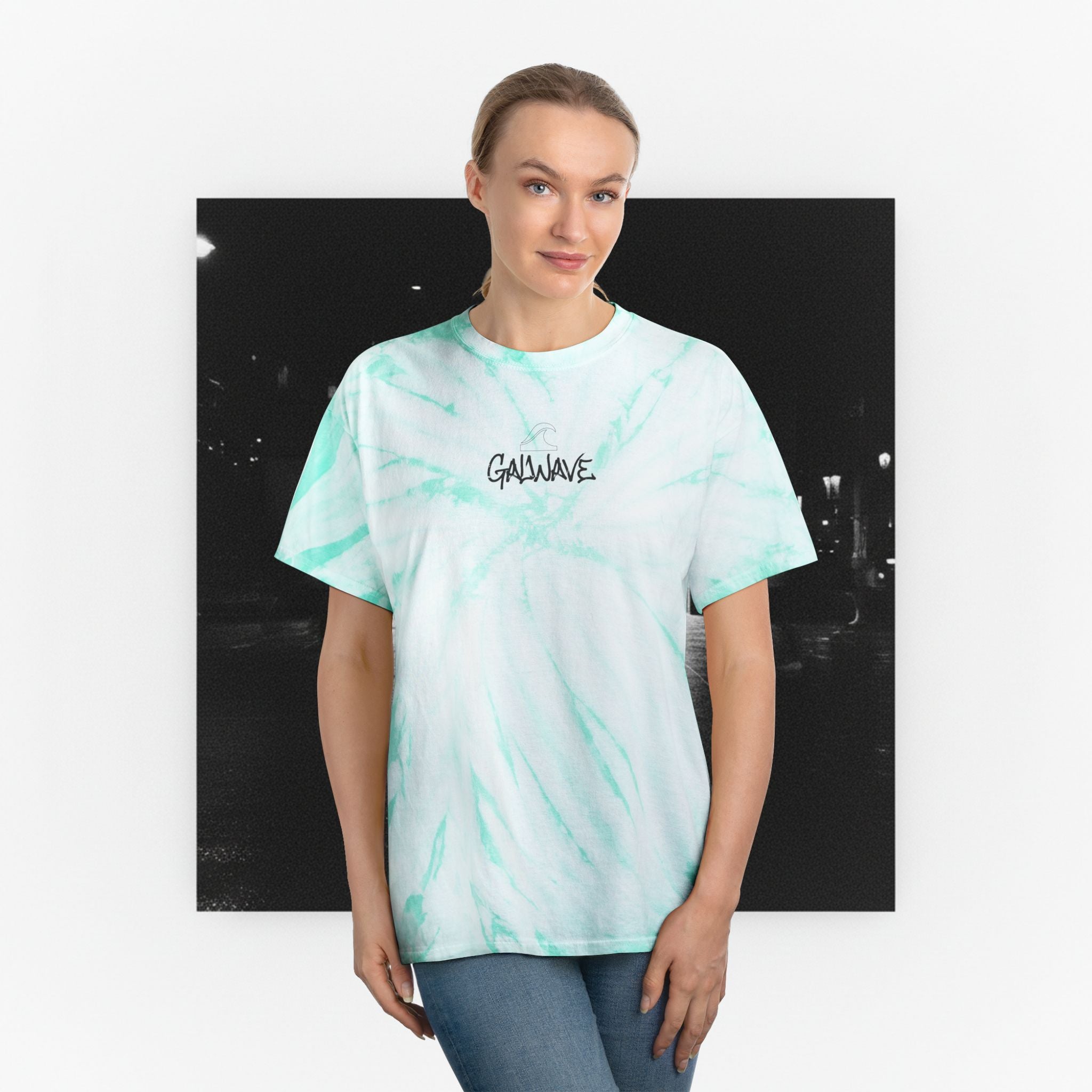 Tie-Dye Tee — 'GalWave' Cyclone Mint Spiral Graphic T-Shirt