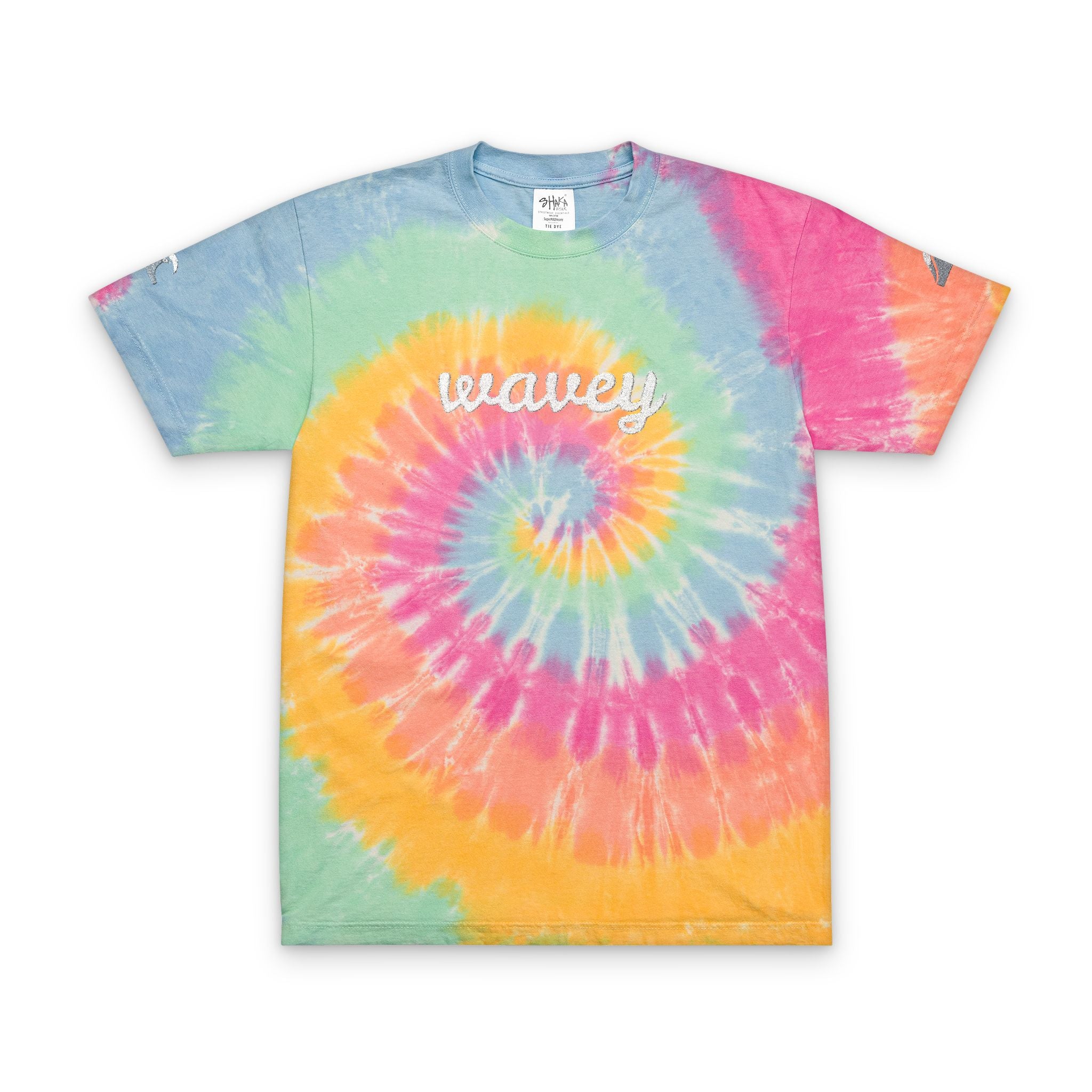 Wavey Embroidered Tie-Dye T-Shirt — Oversized Indigo Beach Tee