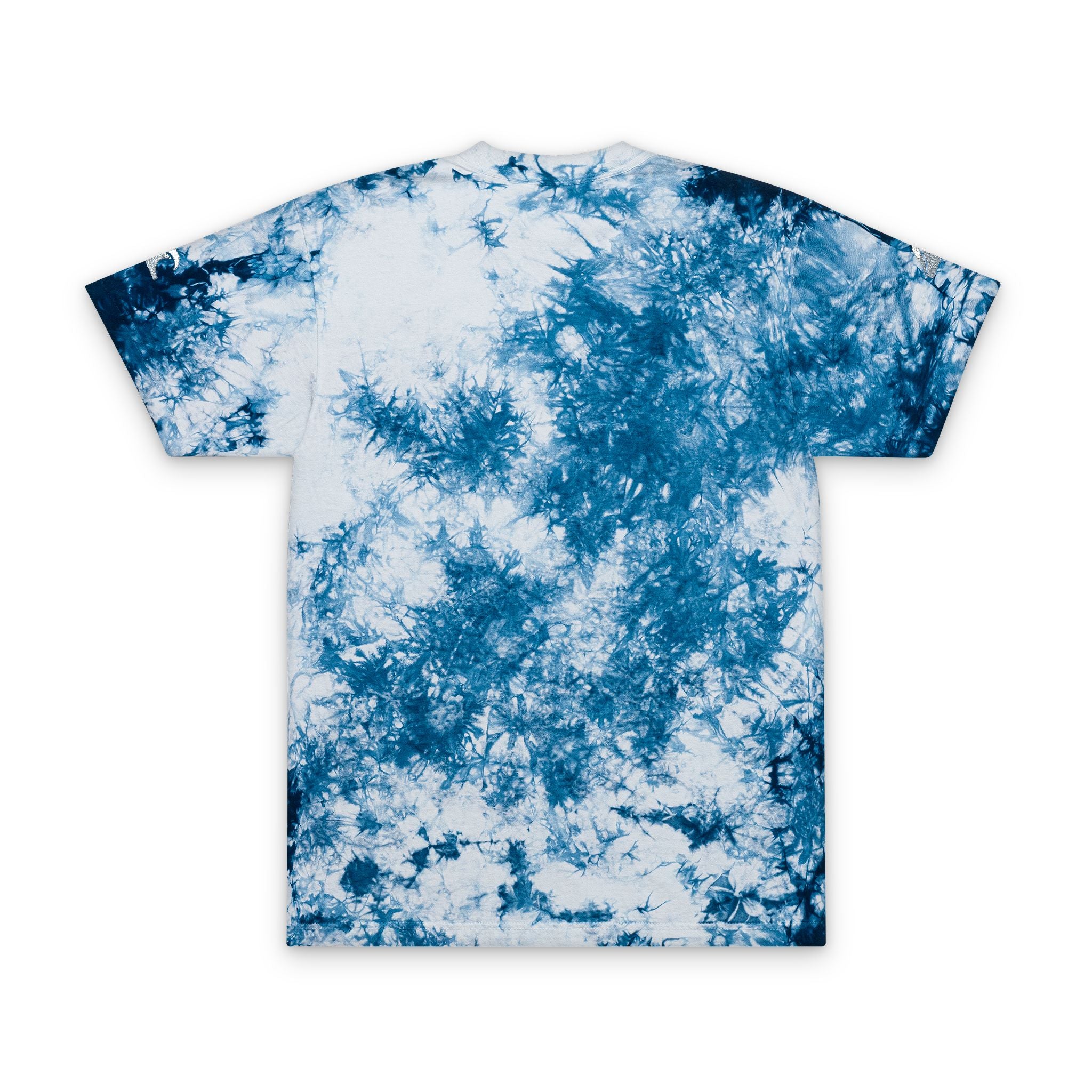 Wavey Embroidered Tie-Dye T-Shirt — Oversized Indigo Beach Tee
