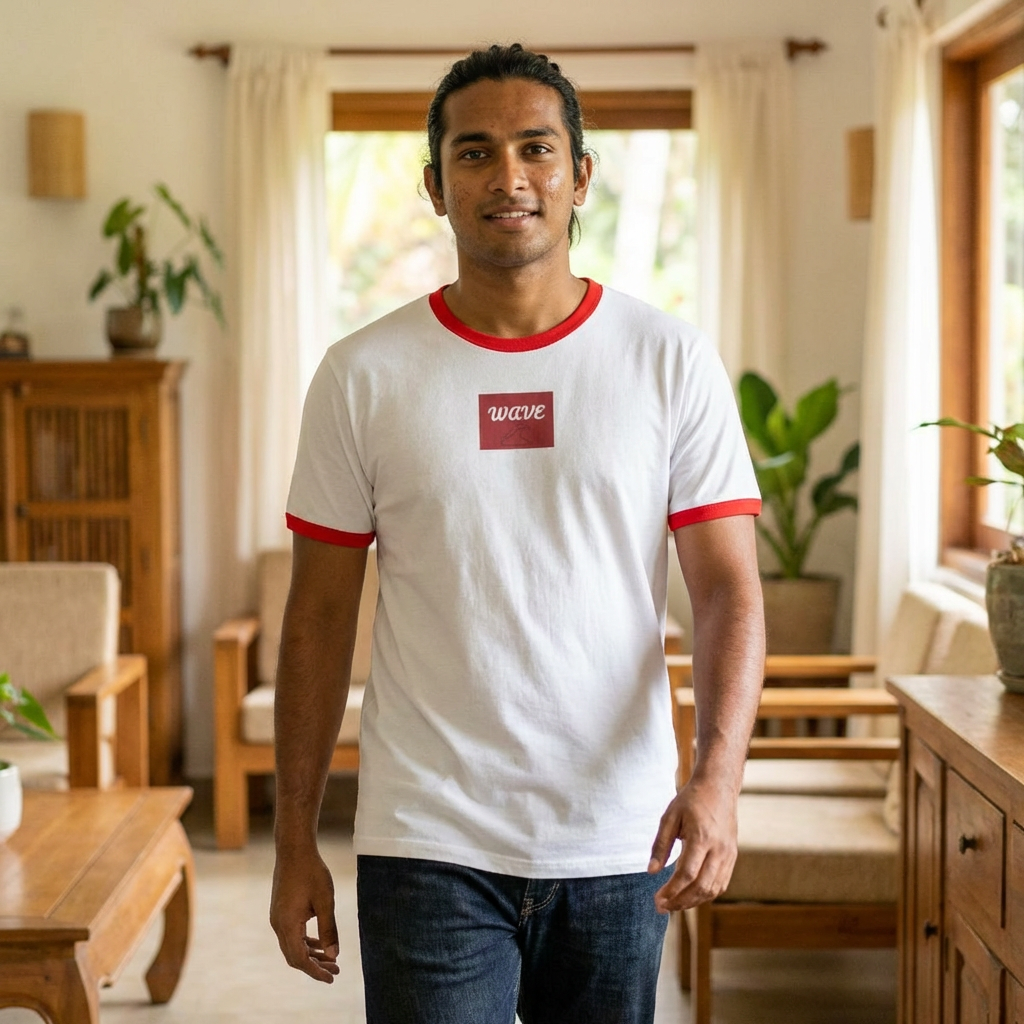 Wave Ringer Tee - Retro Surf Box Logo Men's T‑Shirt