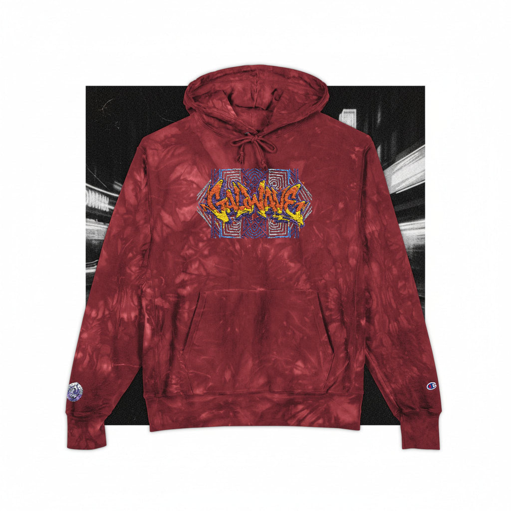 Tie-Dye Embroidered Hoodie — Red Champion-Style Streetwear