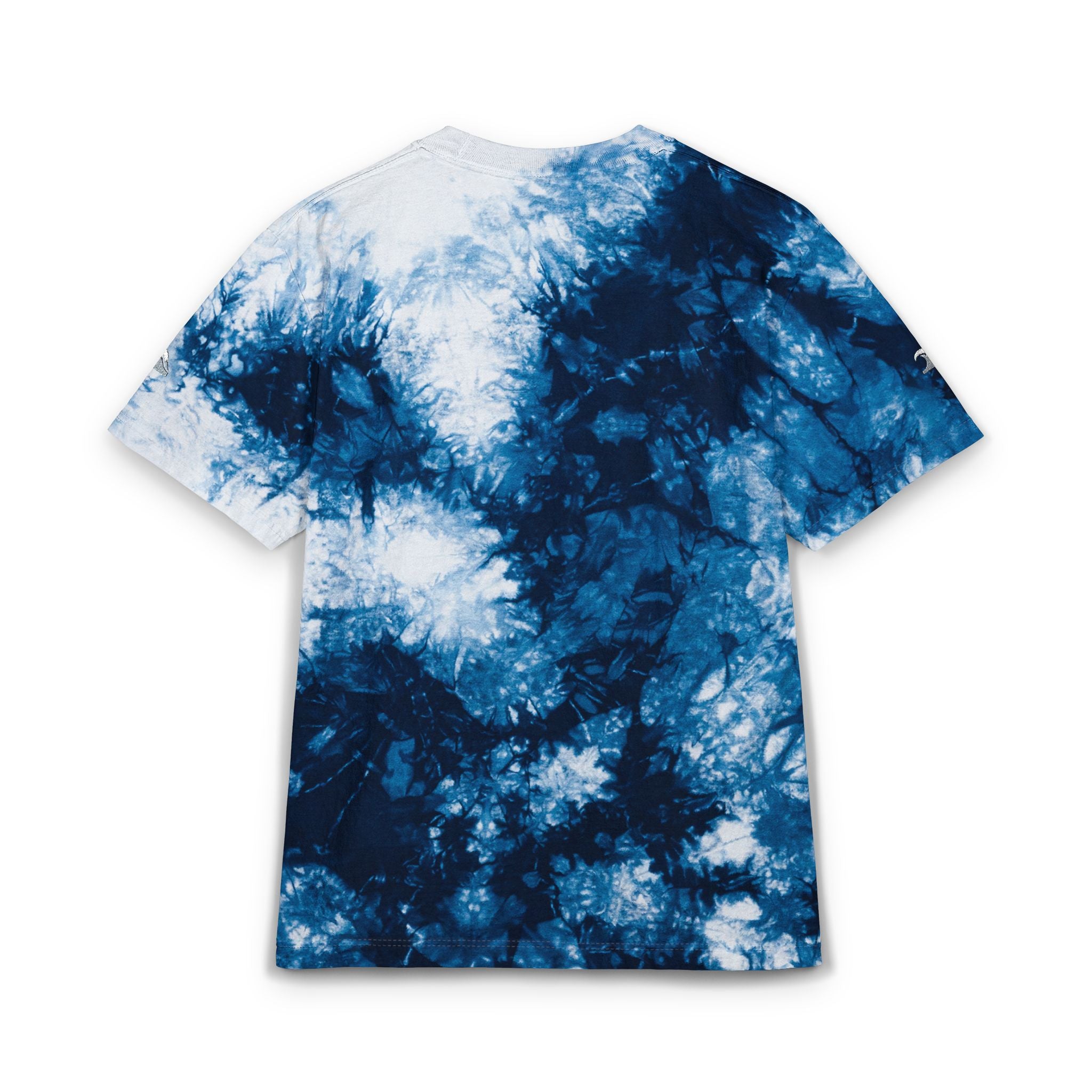 Wavey Embroidered Tie-Dye T-Shirt — Oversized Indigo Beach Tee