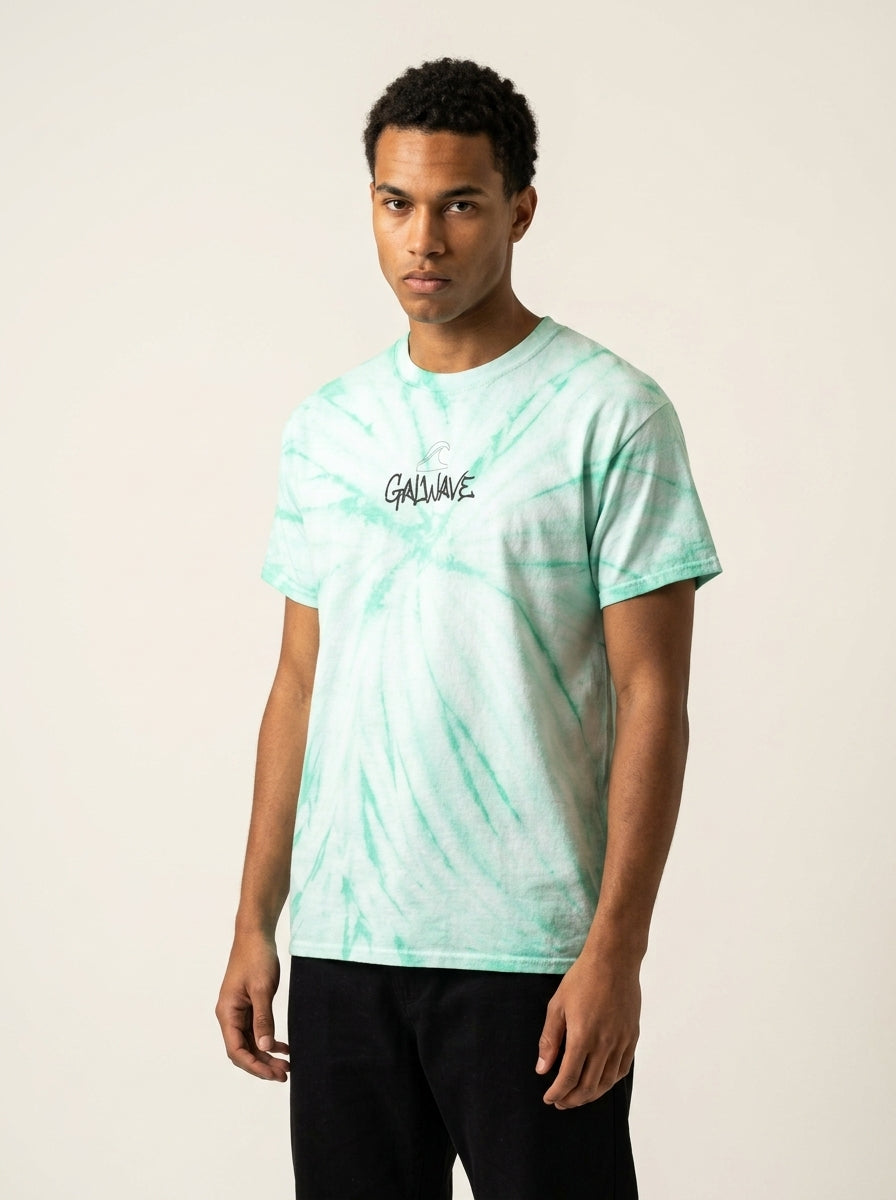 Tie-Dye Tee - "GalWave" Cyclone Mint Spiral Graphic T-Shirt