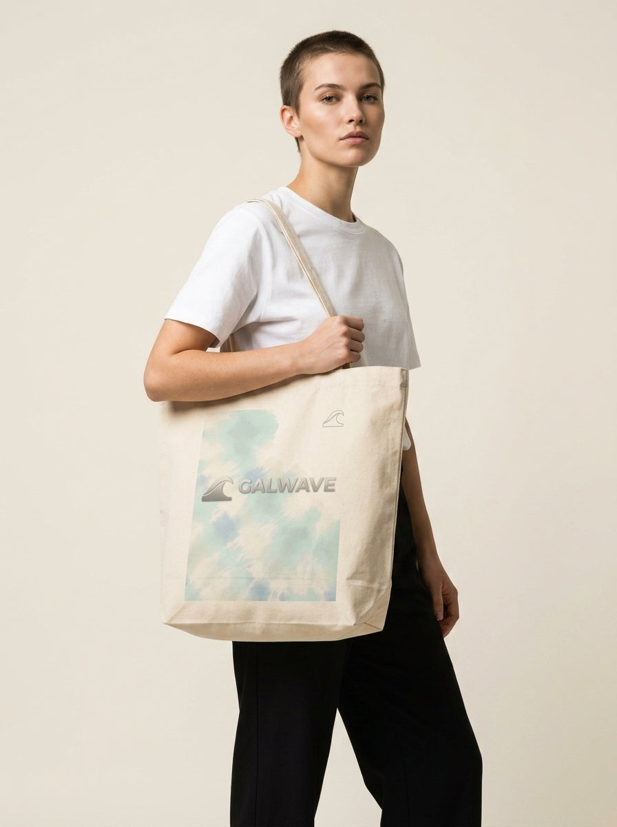 Canvas Tote Bag - Pastel Tie-Dye "Galwave" Beach Tote
