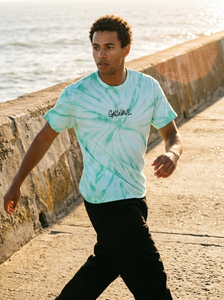 Tie-Dye Tee - "GalWave" Cyclone Mint Spiral Graphic T-Shirt